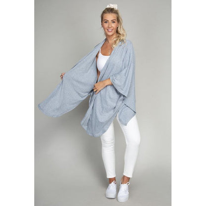 NUVI APPAREL Drop Shoulder Open Front Cardigan