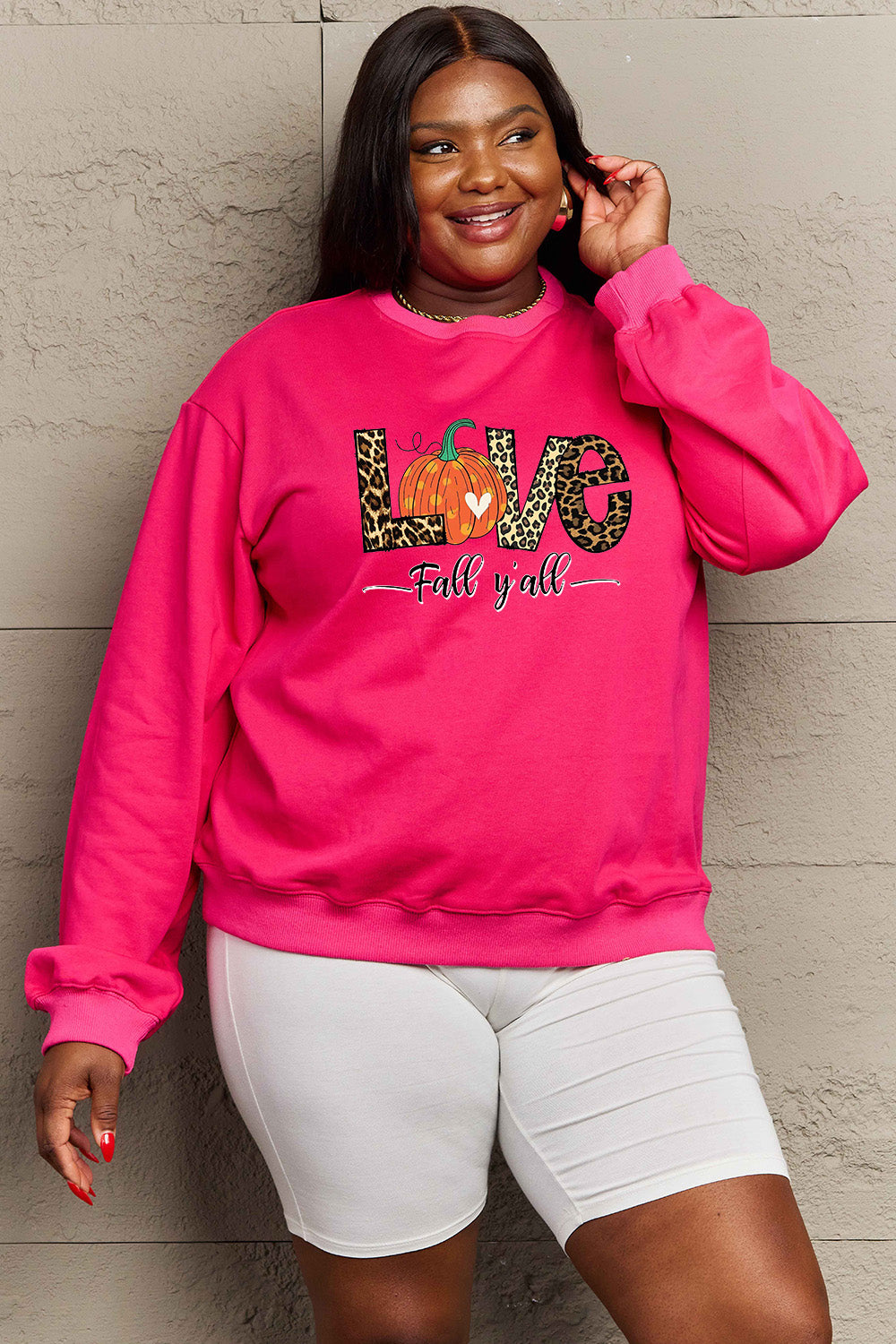 SIMPLY LOVE Full Size "LOVE FALL Y'ALL" Autumn Graphic Sweatshirt