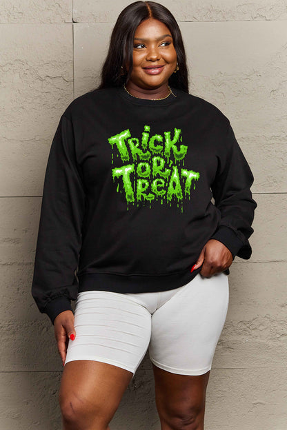 SIMPLY LOVE Full Size "TRICK OR TREAT" Graphic Sweatshirt