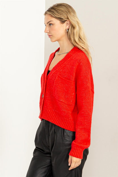 HYFVE Cute Mood Crop Shoulder Cropped Cardigan Sweater