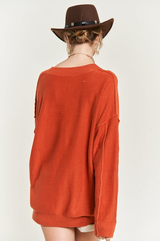 JADE by JANE V-neck Oversized Plus-size Sweater