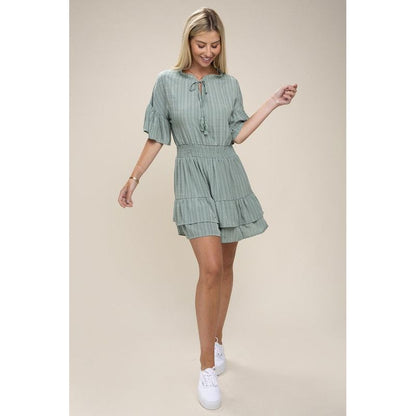 NUVI APPAREL  Tie Neck  Dress Layer Hem Dress