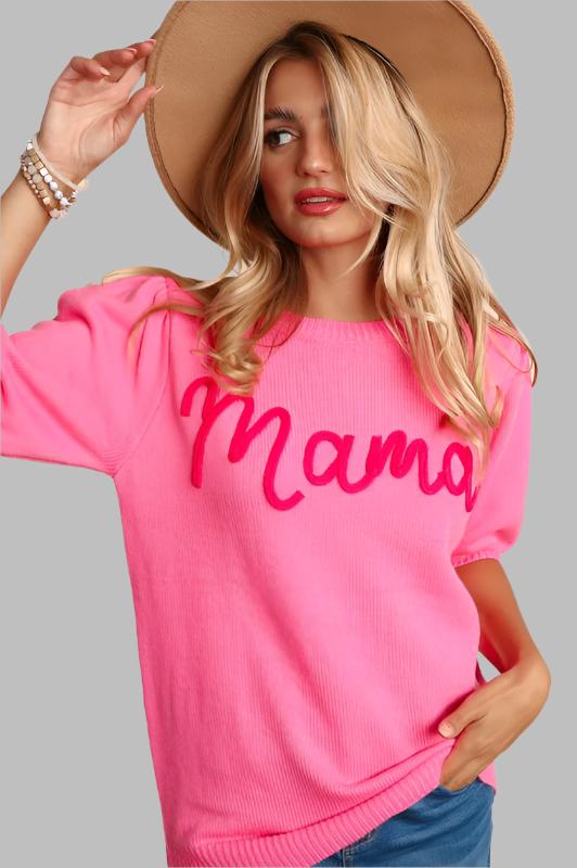 HAPTICS Mint "Mama" Letter Pop-up Knitted Top