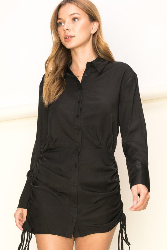 HYFVE High-Class Ruched Button-Front Shirt Dress