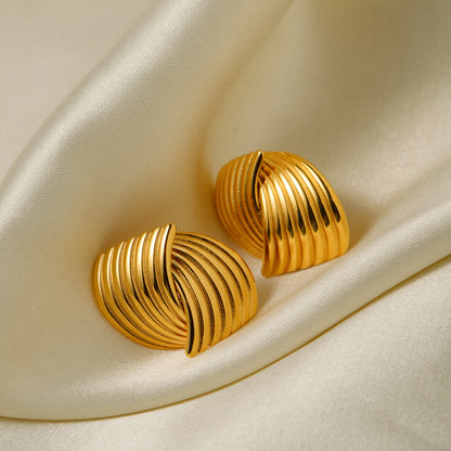 Texture Gold Stainless Steel Stud Earrings