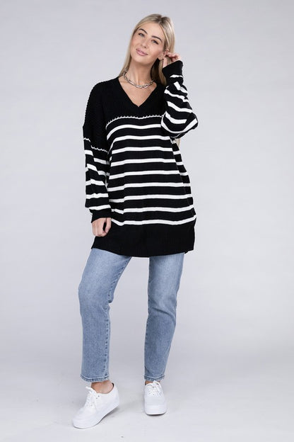 NUVI APPAREL Striped Pattern Knit Sweater