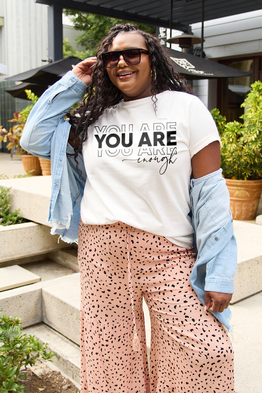 SIMPLY LOVE Full Size "YOU ARE ENOUGH" Short Sleeve Graphic T-Shirt