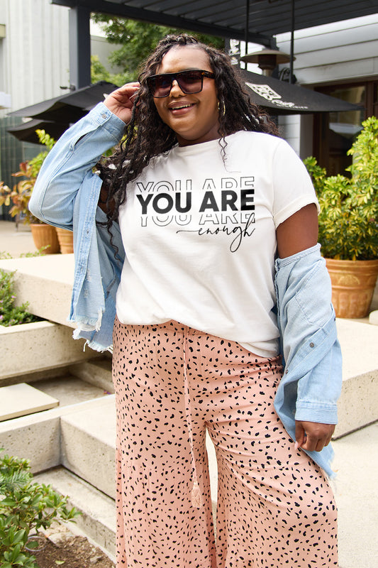 SIMPLY LOVE Full Size "YOU ARE ENOUGH" Short Sleeve Graphic T-Shirt