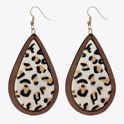 Teardrop Shape Wooden Western-style Earrings