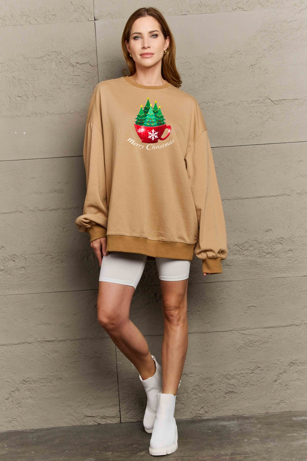 SIMPLY LOVE Full Size "MERRY CHRISTMAS" Graphic Sweatshirt