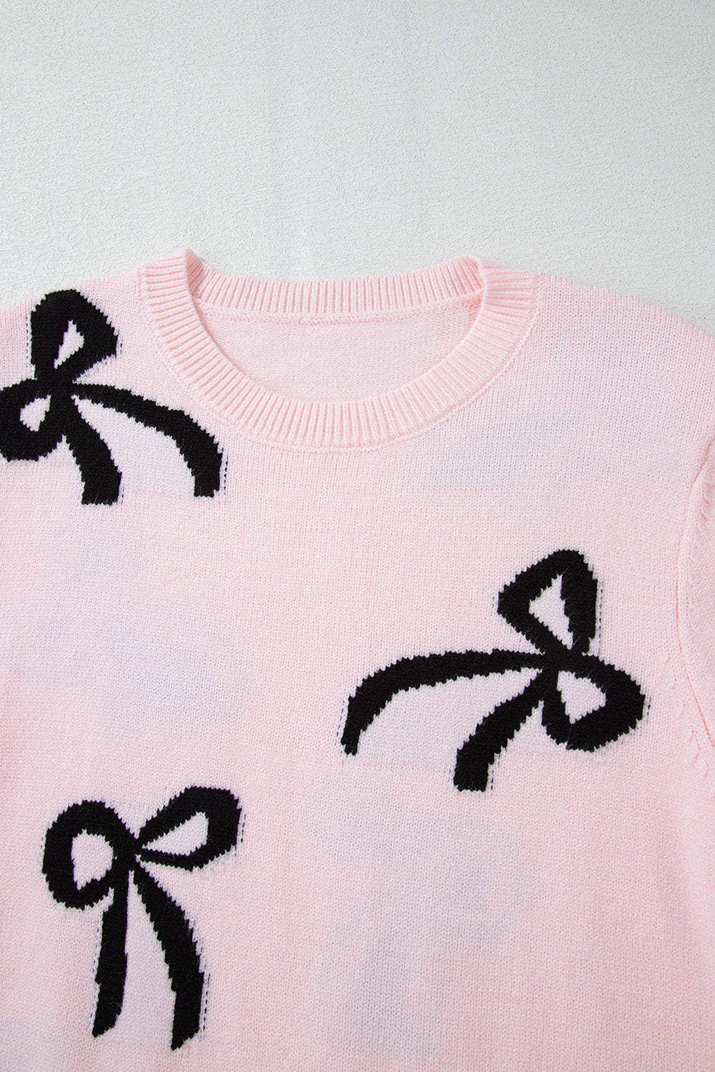 SYNZ Blush Pink Winter Sweater with Bow Pattern Bow