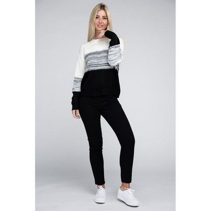 NUVI APPERAL Color Block Round Neck Sweater