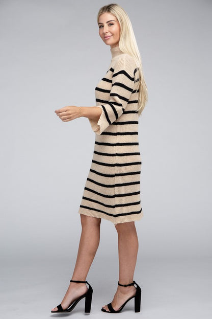 NUVI APPAREL Striped Pattern Sweater Dress