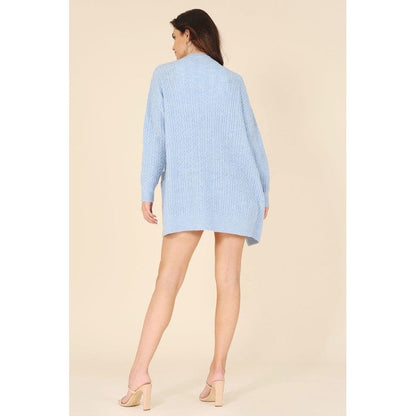 LILOU Light Blue Wool blended cable knitted cardigan