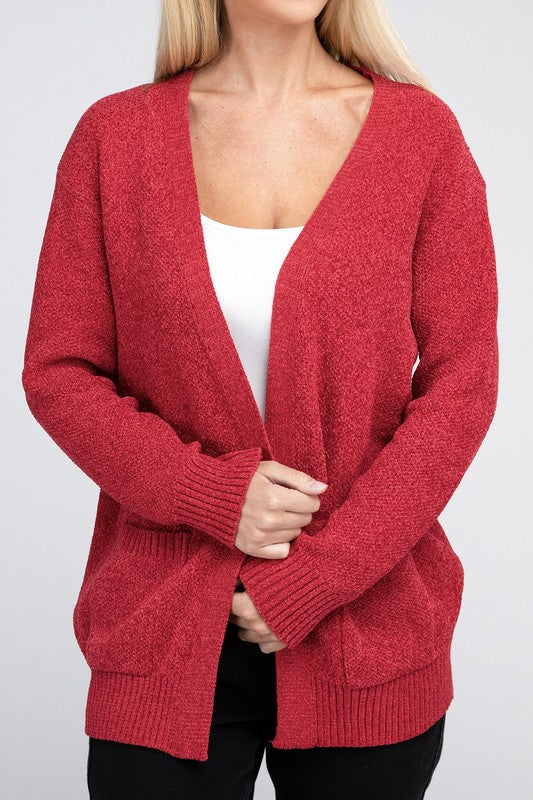 ZENANA Melange Open Front Sweater Cardigan