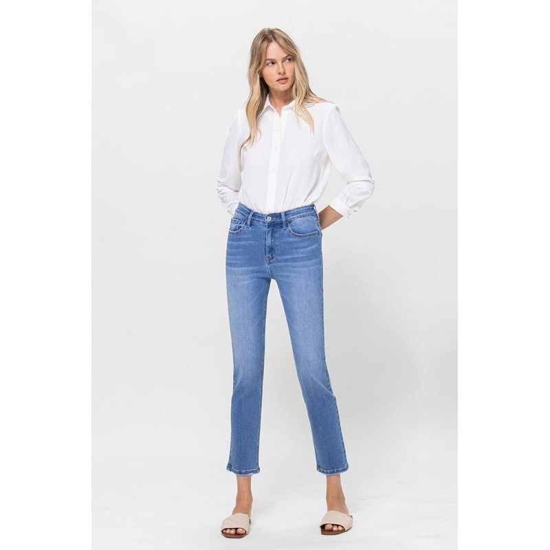 High Rise Stretch Crop Slim Straight