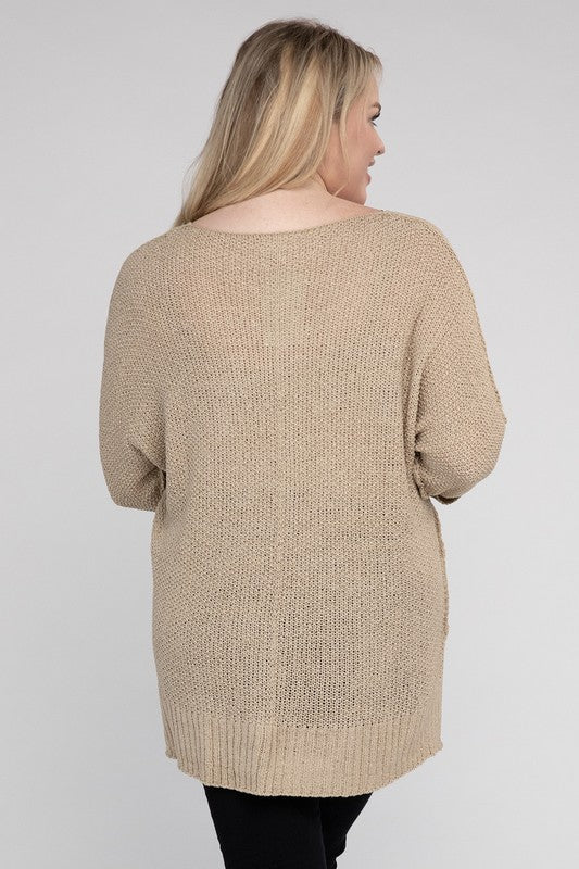 EESOME Plus Size Crew Neck Knit Sweater