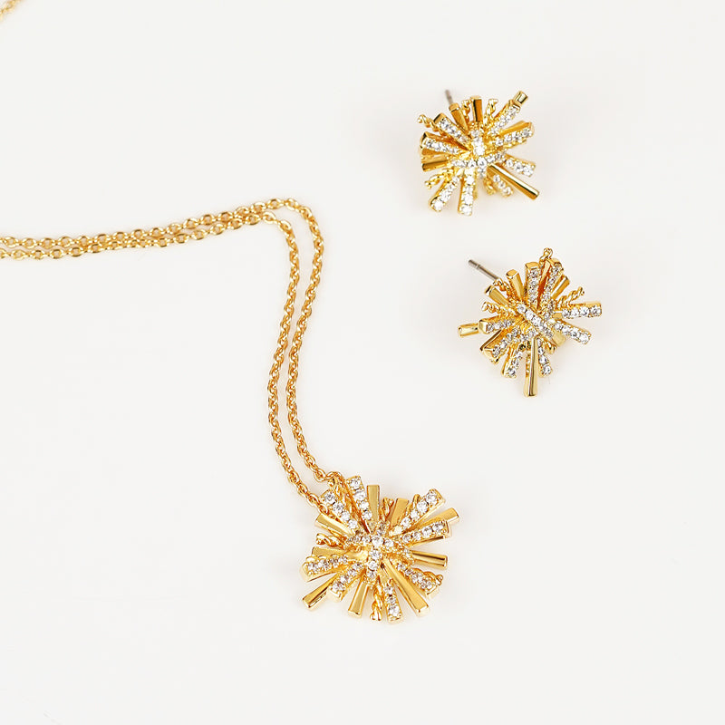 HC Starburst Gold-Plated Earrings and Necklace Set