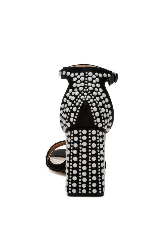 RAG & Co. Klebba Pearls Embellished Satin Sandals