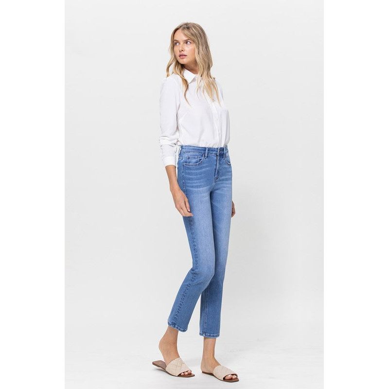 High Rise Stretch Crop Slim Straight