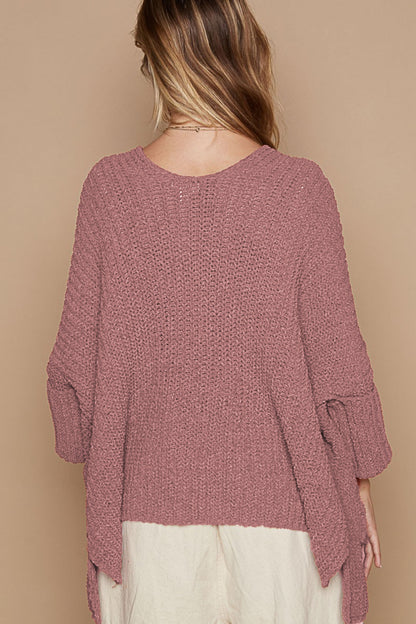 POL Mauve Open Front Sweater Cardigan with Pockets