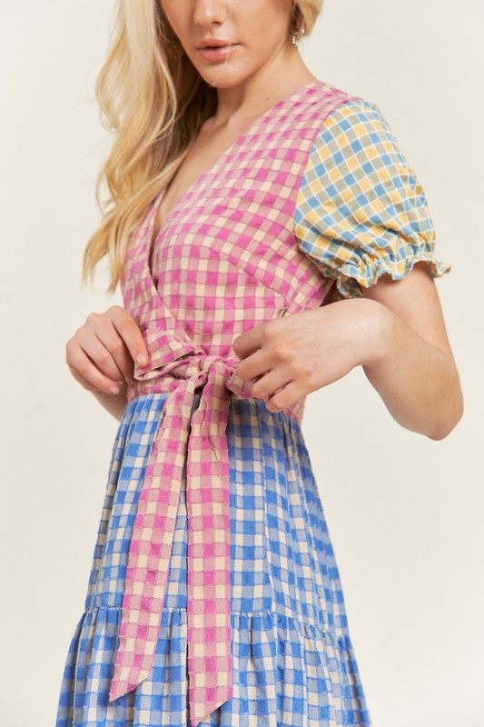 JADE by JANE Plus-size Color block Gingham Dress