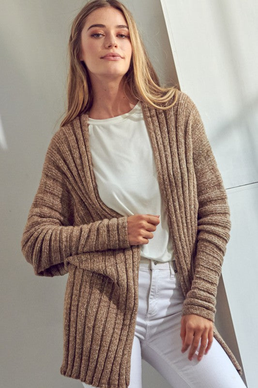 E LUNA Chunky Open-front Knit Sweater Cardigan