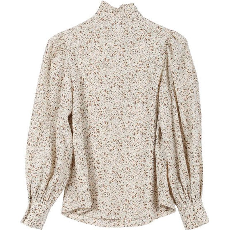 LILOU Stand Collar Floral Frill Blouse