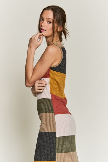 JADE by JANE Knit Color Block Pencil Tank Casual Dress