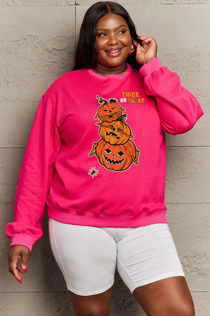 SIMPLY LOVE Full Size "TRICK OR TREAT" Graphic Sweatshirt