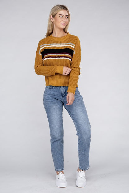 AMBIANCE APPAREL Striped Pullover Knit Sweater