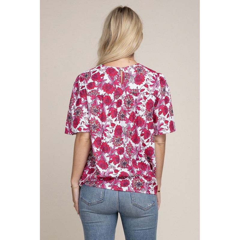 NUVI APPAREL Flutter Sleeve Floral Top