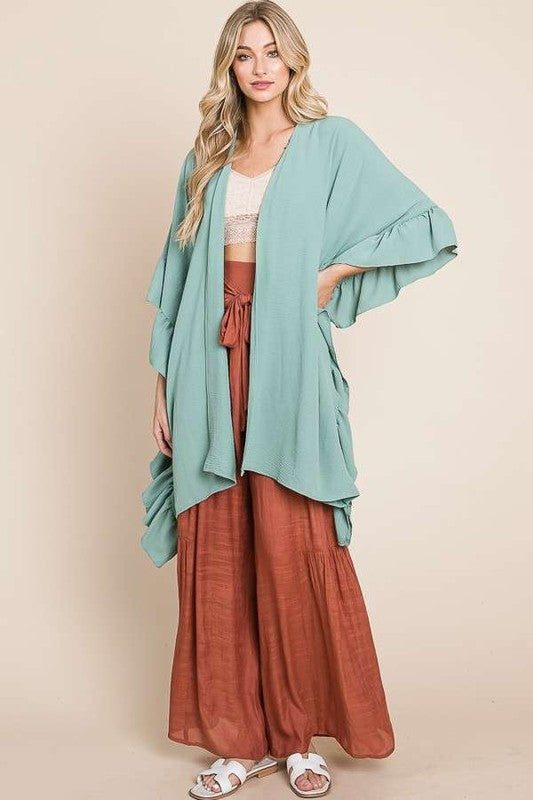 JADE by JANE Wide sleeves ruffle kimono KRT1650-1