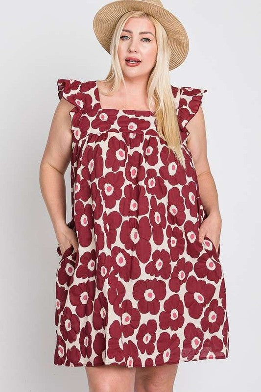 JADE by JANE Plus-size Daisy Print Baby Doll Dress