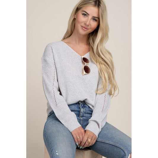 NUVI APPAREL Ivory Pointelle Knitted Top