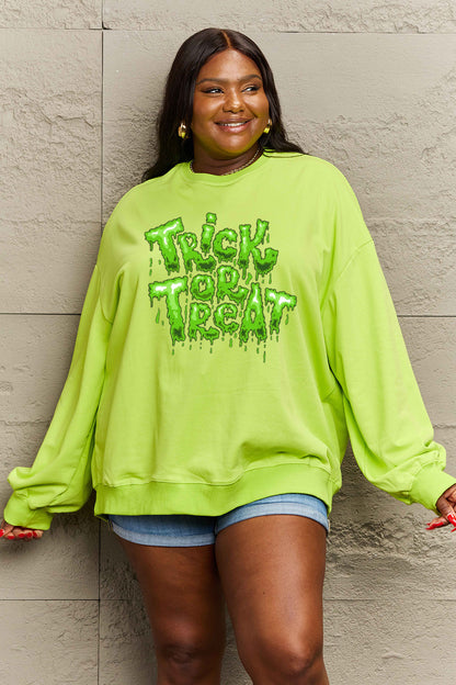 SIMPLY LOVE Full Size "TRICK OR TREAT" Graphic Sweatshirt