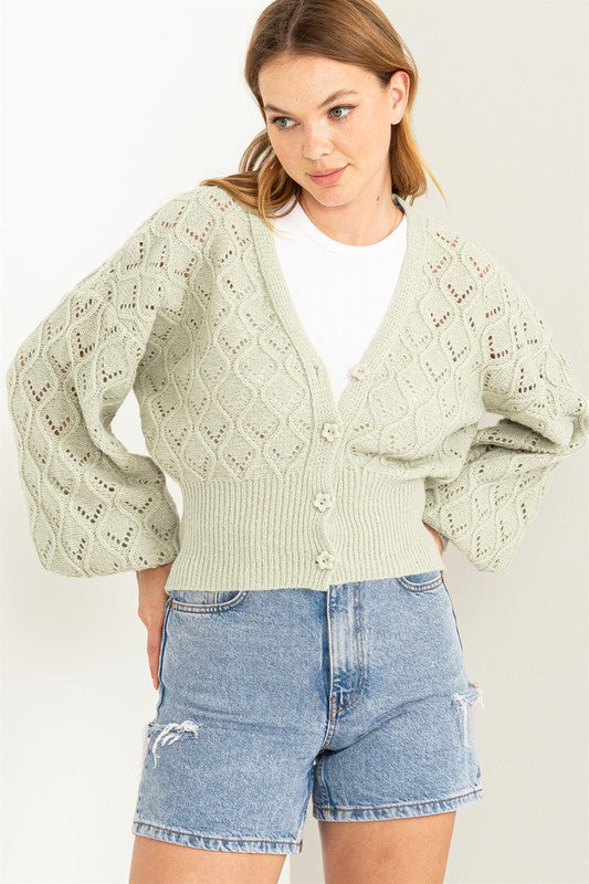 HYFVE Days Together Pointelle Sweater Cardigan