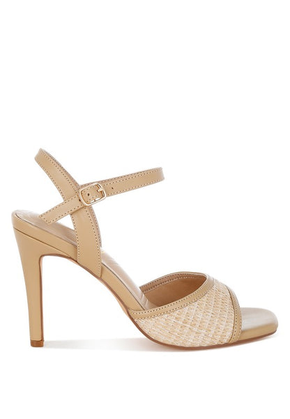 Vilasta Raffia Square Toe Stiletto Heels