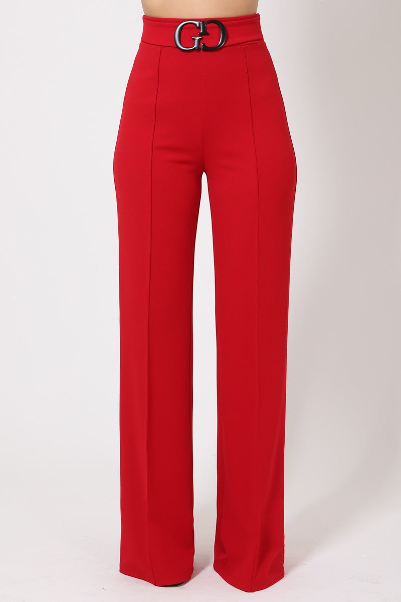 Double Reverse G Buckle Detail Pants