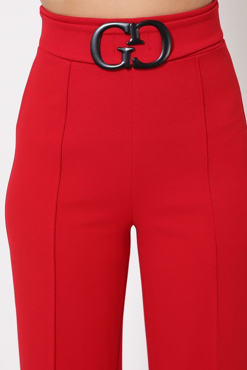 Double Reverse G Buckle Detail Pants