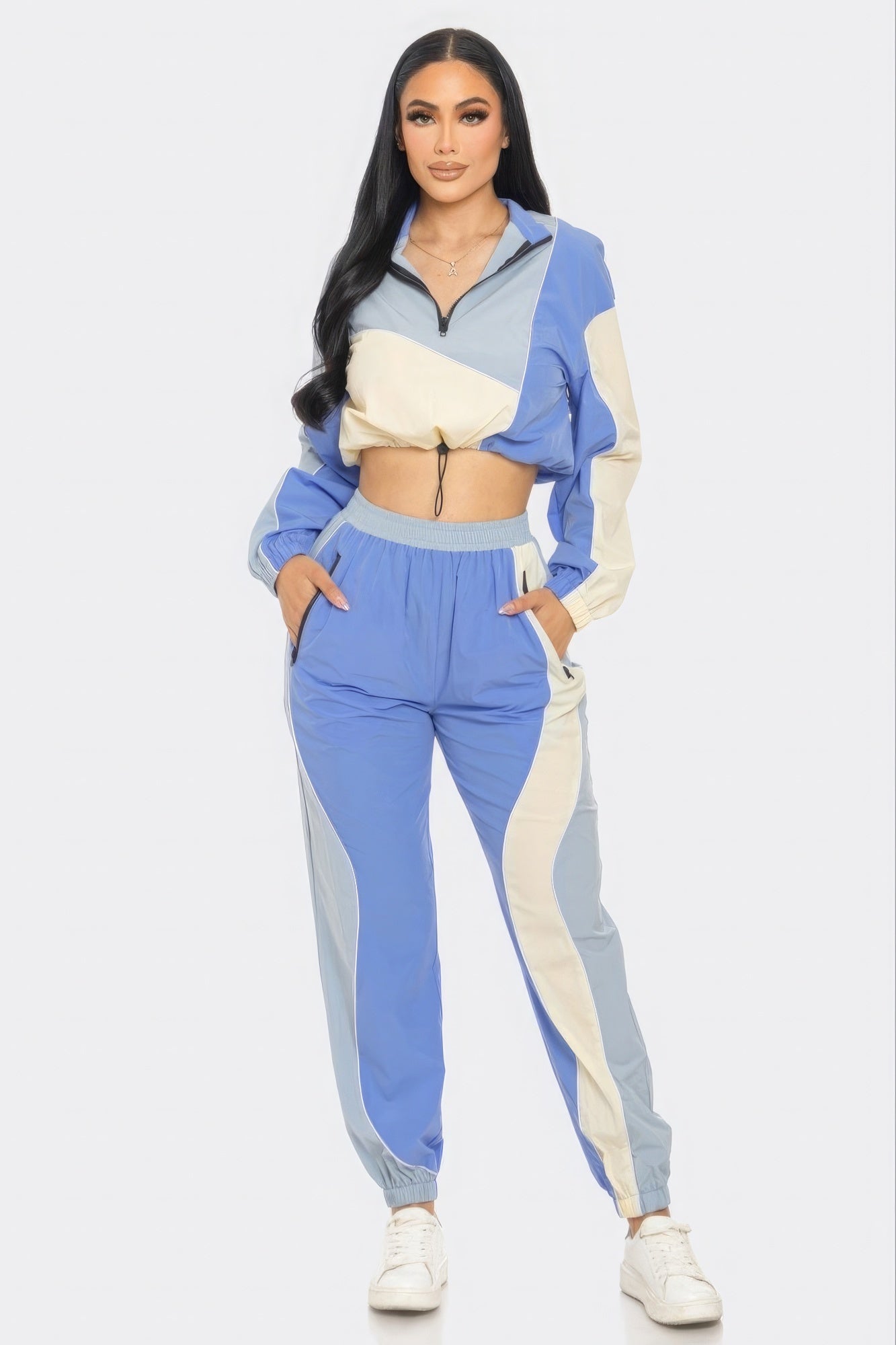 2 Piece Women's Colorblock Cargo Jogger Set