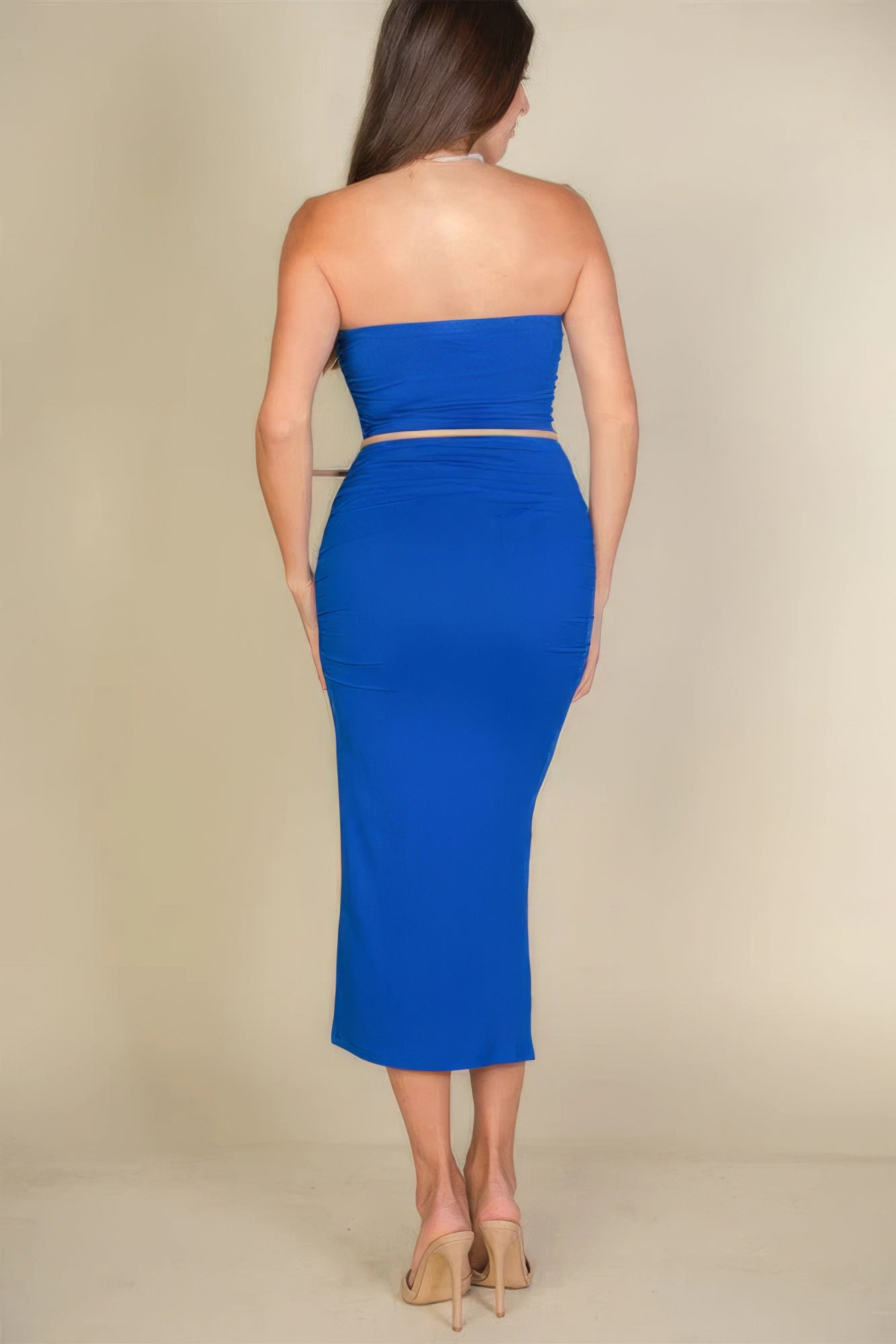 Strapless Bodycon Split Hem Tube Dress