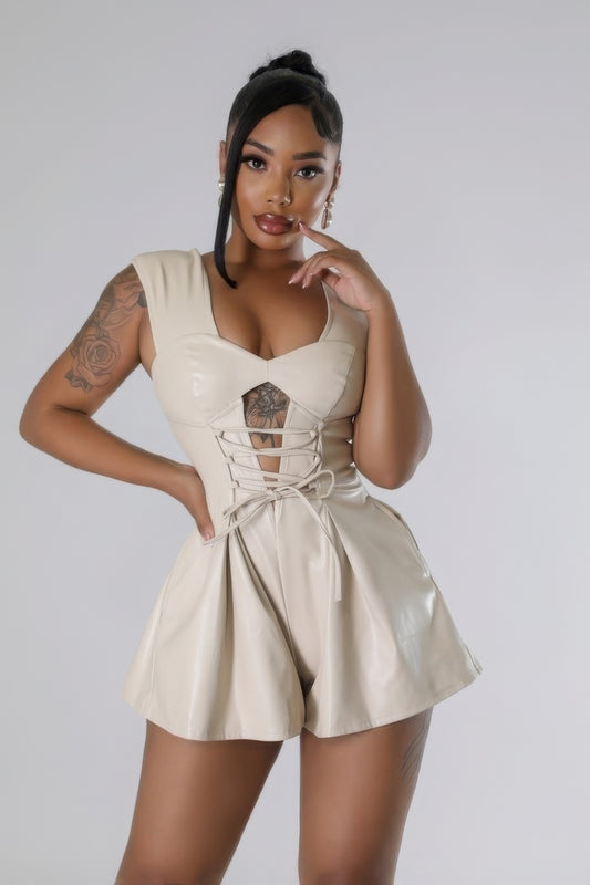 Stylish Mini Faux Leather Party Romper