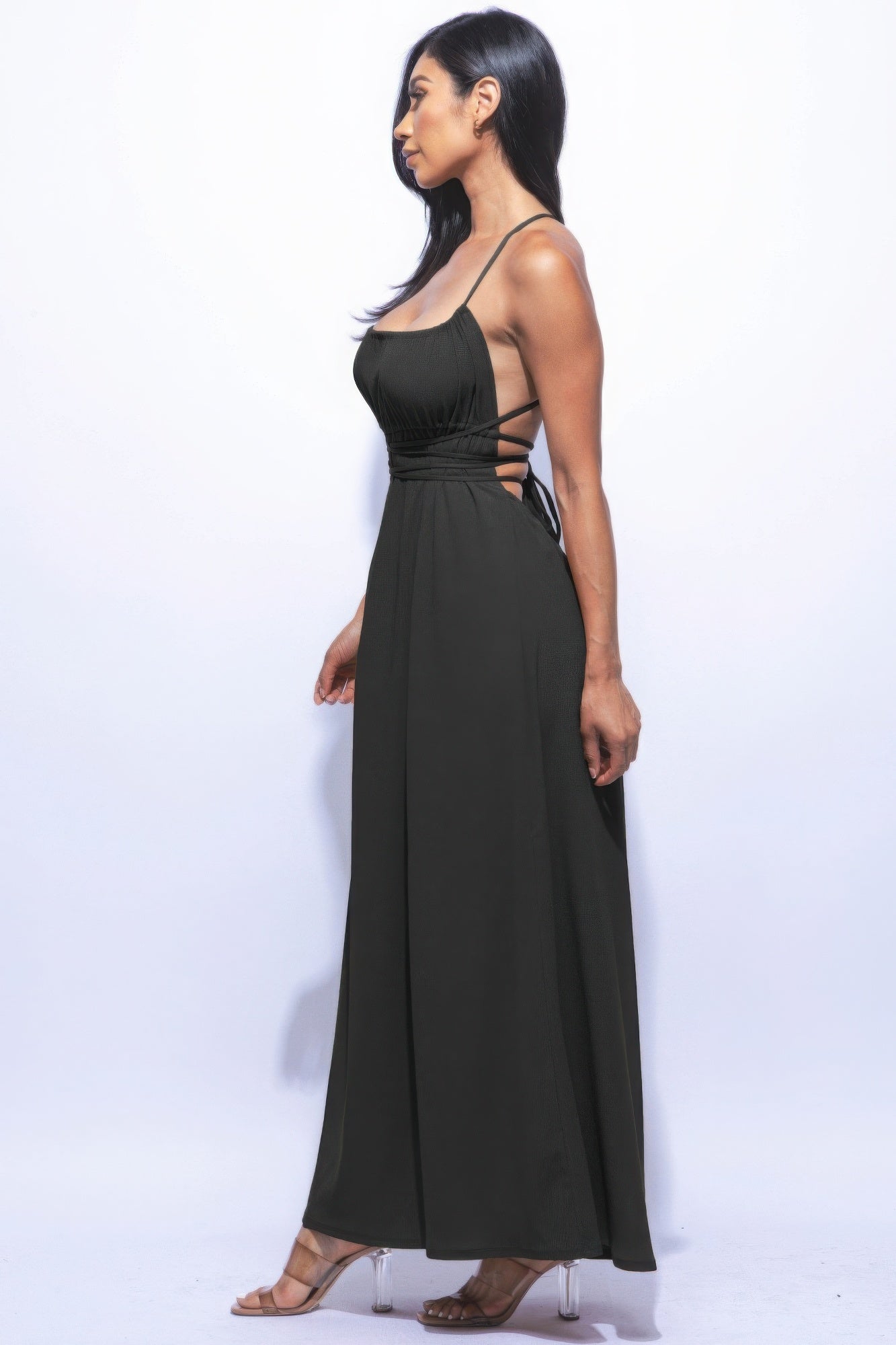 Romantic Backless Maxi Dress with Side Split