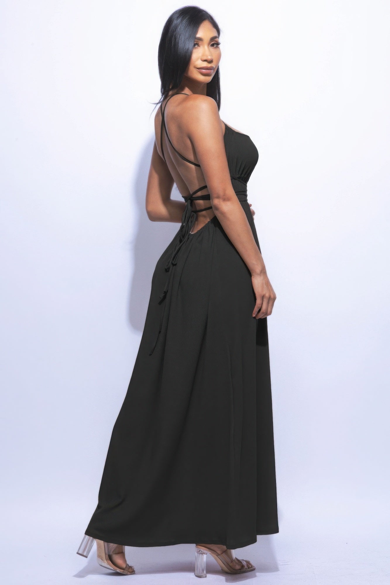 Romantic Backless Maxi Dress with Side Split