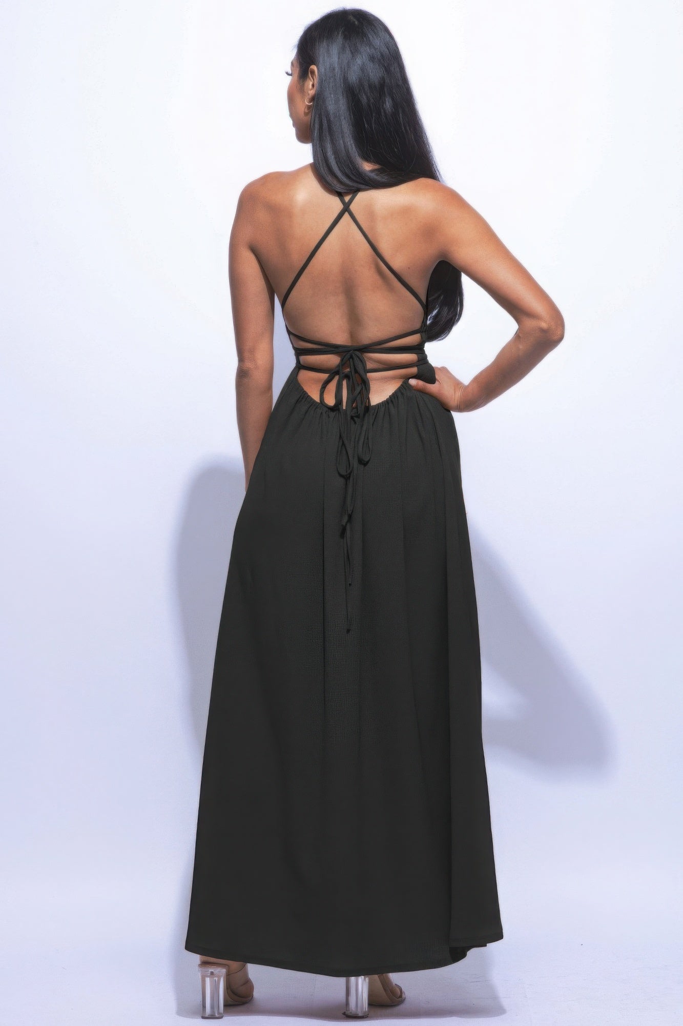 Romantic Backless Maxi Dress with Side Split