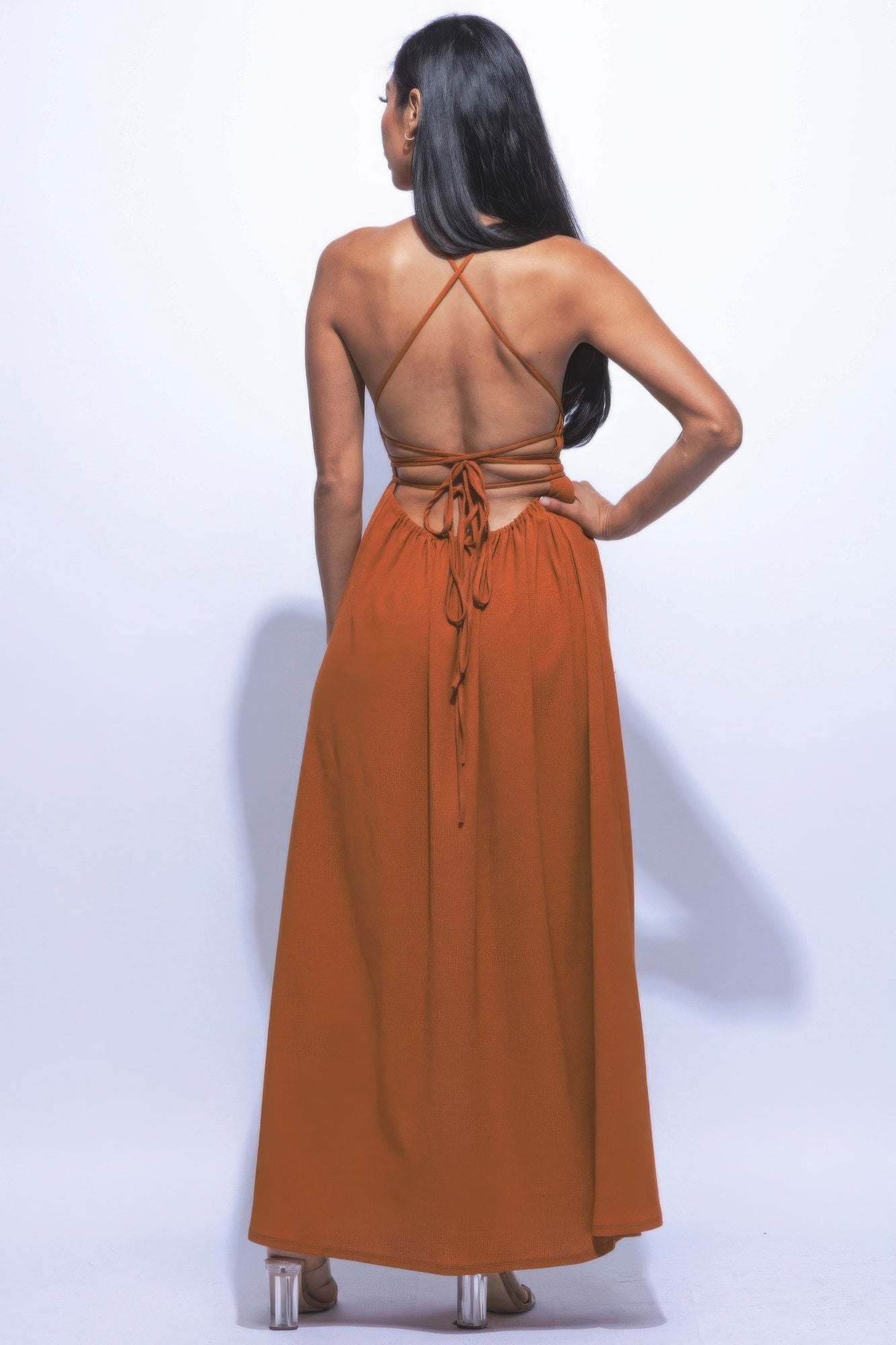 Romantic Backless Maxi Dress with Side Slit