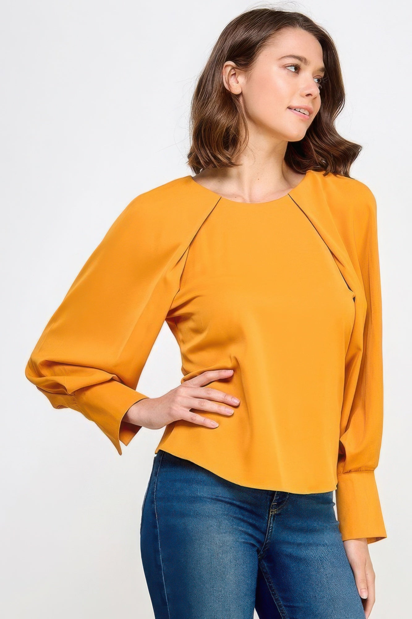 Casual Raglan Long Sleeve Top With Back Neck Tie