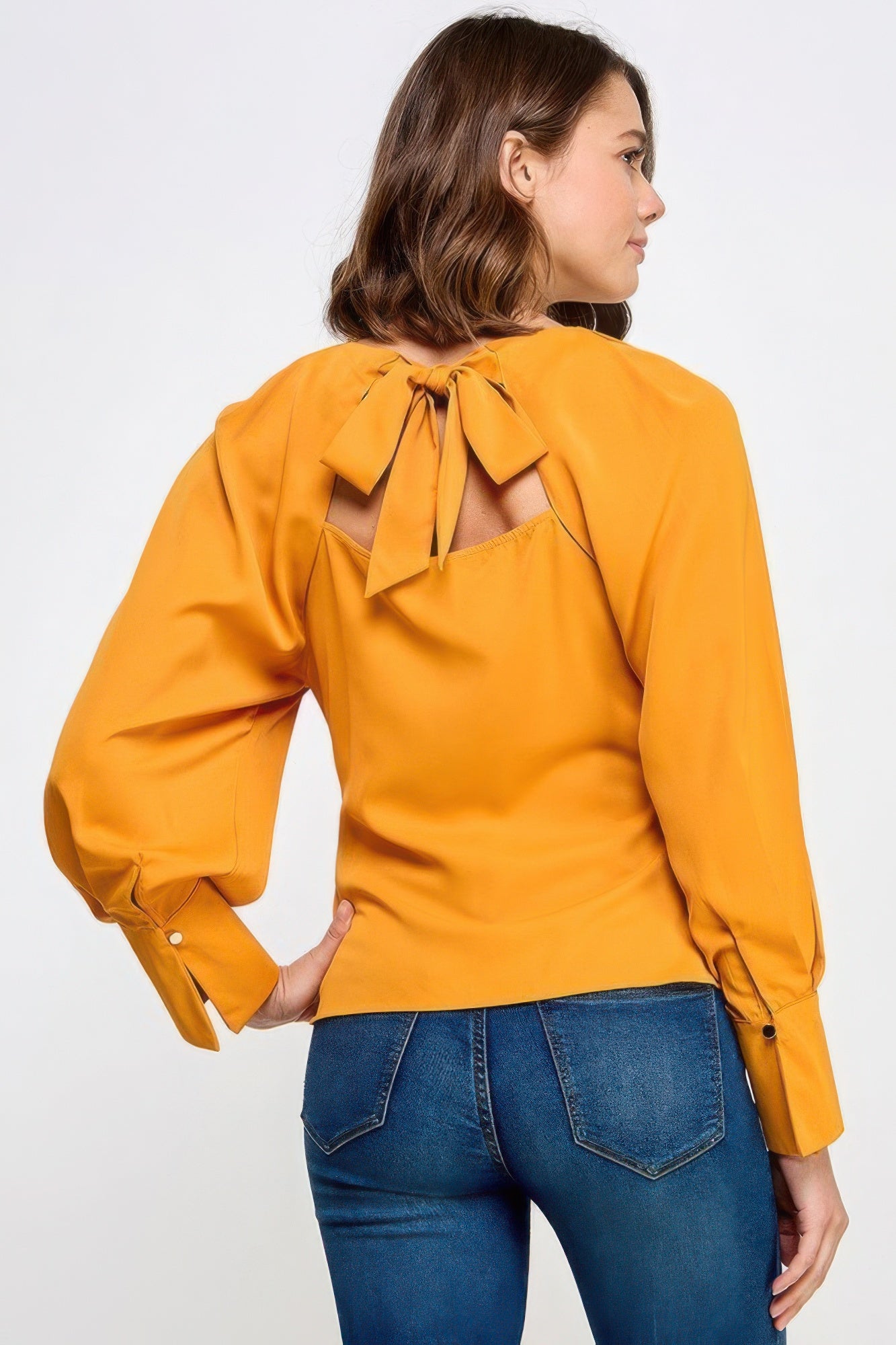 Casual Raglan Long Sleeve Top With Back Neck Tie