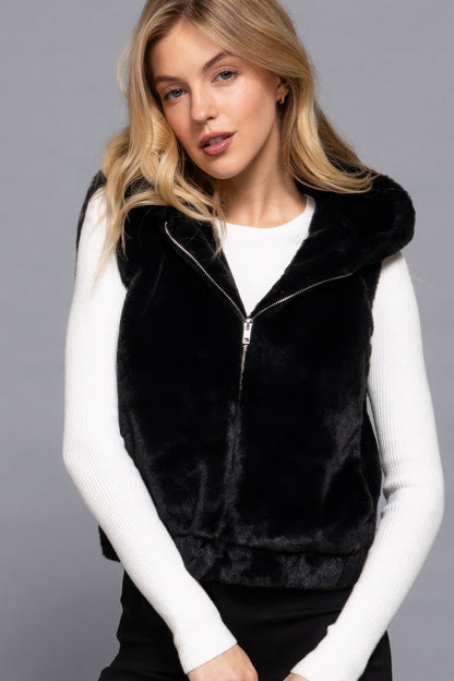 Stylish Hooded Faux Fur Winter Vest